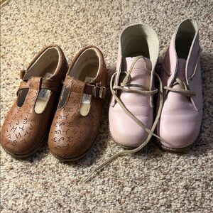 Stylish Brown and Pink Kids Dress Shoes